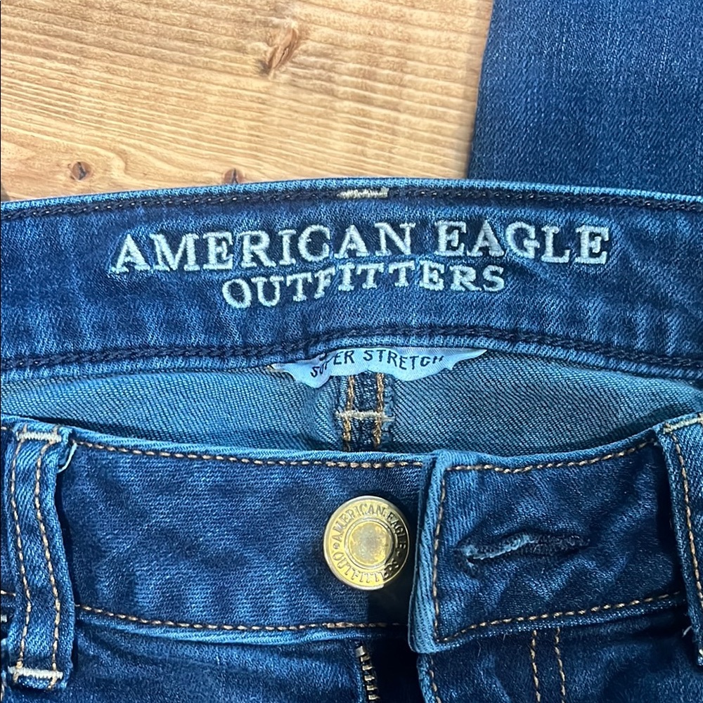 American Eagle Women's Stretchy Dark Blue Jeans Jeggings Skinny Jeans 2 Long - Picture 3 of 7